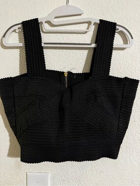 Black Structured Cropped Tank Top - Women